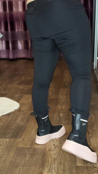 I Show a Beautiful Figure in Black Leggings and Black Boots/