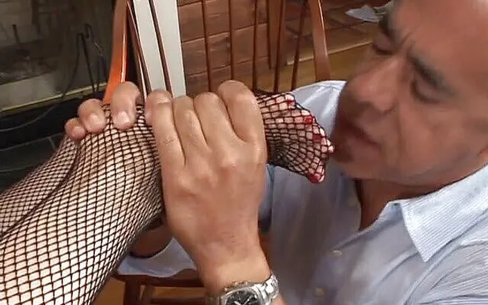 Feet Lovers Creed: Caroline puts clothes on only to seduce guy for fuck