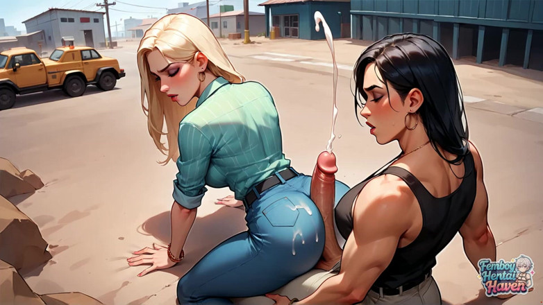 Femboy Hentai Haven: Un travestito che indossa pantaloni ebano taut e una maglietta...