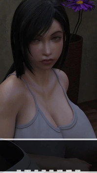 La chica asiática del cielo oscuro de Tifa con grandes tetas experimenta placer carnal y chorros mientras es masajeada por un gran chico africano musculoso
