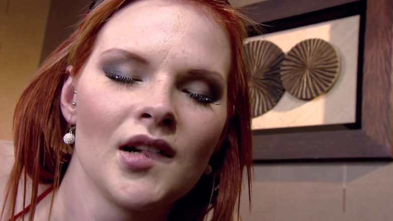 MMV German Teens: Redhead big boobed MILF in sexy lingerie and fishnets gives...