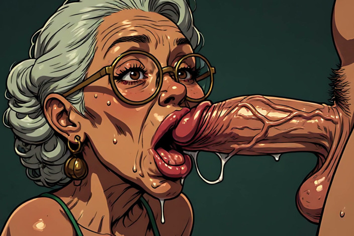 AI Porn: Mujeres mayores mamada arte