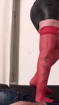 Red Nylons Tall Madame Trampling