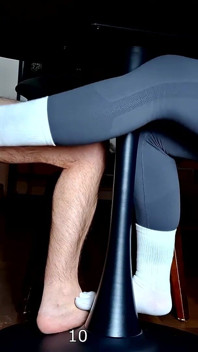 Sockjob Under the Table with Huge Cum in Panties