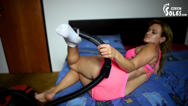Czech Soles - foot fetish content: Hoovering her own sexy feet and socks
