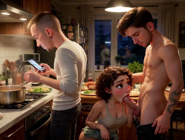 My night collection: Semasa saya menunggu makan malam teman lelaki cuckold saya membuat,...