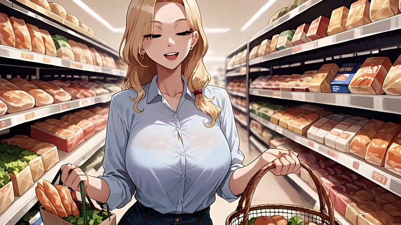 Goddess Topless: Sexy de compras de comestibles sentada en la cara en...