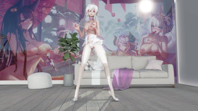 MikuMotion: Nemohu mě zastavit v bílých punčochách. Erotické svatební šaty; Striptýz