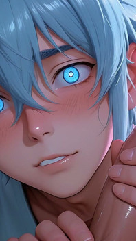 Cute Anime Boy Squeezing Balls Tight During Fast Aggressive Handjob