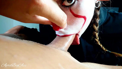 April BigAss: Halloween deep throat and cum swallow gargle