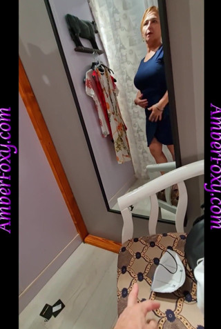 Amber Foxy: Sexy mil trying on several outfits in the bathroom