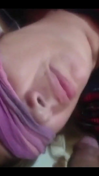 Stepson Passes His Huge Cock Through My Mouth, It Makes Me Aroused, I Suck It and He Cums in My Mouth