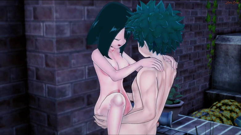 Hentai Smash: Deku fucks Tsuyu Asui, cums in her tight pussy, My...