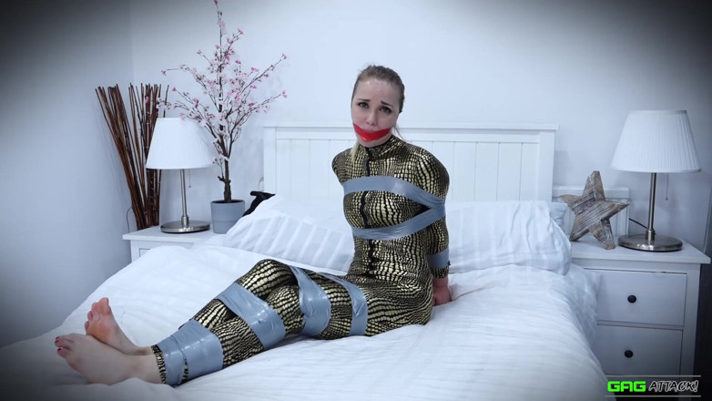 Gag Attack: Lil Missy catburglar tape bondage