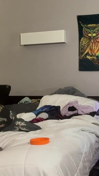 Foda-se o rosto dela e acabe curvando-a sobre a cama e amarrando-a por trás