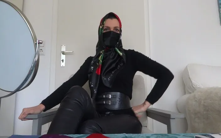 Lady Victoria Valente: Satin scarf masks fetish with headscarf