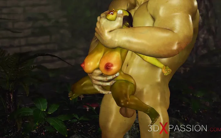 3dxpassion: Green monster Ogre fucks hard a horny female goblin Arwen...