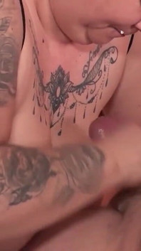 Chubby Tattooed Babe Gets Gangbanged in Hotelroom by Big Cocks