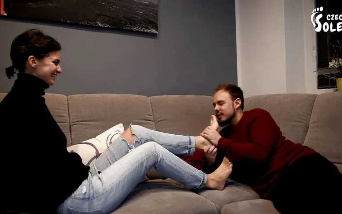 Czech Soles - foot fetish content: Nikola's first foot worship in her life!