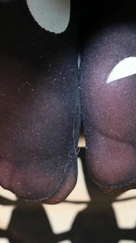 Polka Dot Tights & Boot Tease in Black Minidress