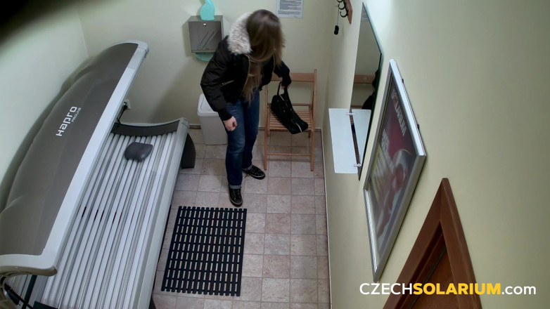 Czech Solarium: Czech Solarium 119: Blonde Babe Strips Again in Solarium