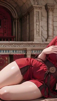 Epic Stone Steps Vs Intimate Bedroom Contrast, Red off-shoulder Skirt Legs Spread Wide, Lazy Glance Ignites Desire!