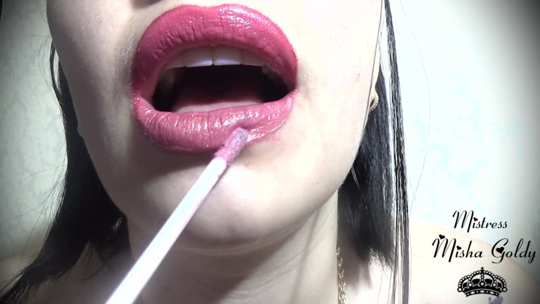 Goddess Misha Goldy: Fetish lip gloss pink-golden &amp; pemujaan