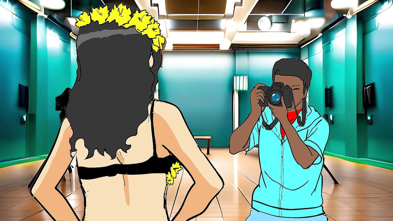 Ebonyhentai: セクシーなアフリカのモデル誘惑写真撮影