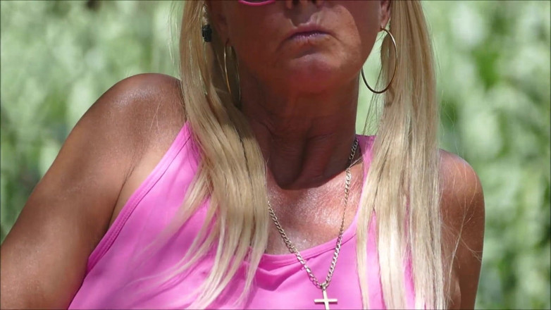 Natalie K: Outdoor strip fingerfucking naked and hand relief over tits