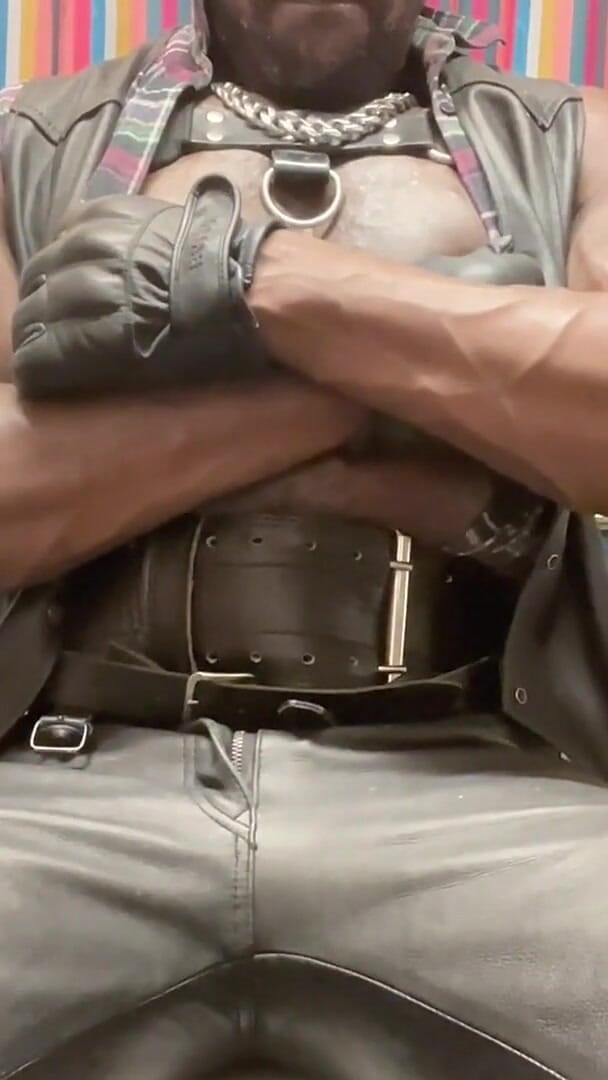 Black Muscle Leather Tit Pump and Play (Black butt muscle)