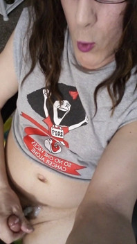 Cute Sissy Jerks off in the Home Office