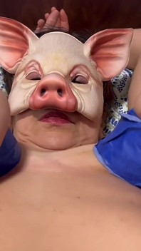 Hucow Pig Mask Milks Huge Udders