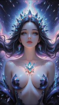 Астральна богиня Vortex з обсидіанським димом і кристалічним світлом fantasy ai art слайд-шоу