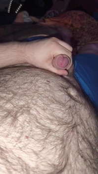 Fat Bear Jacking off & Cumming on Hairy Belly