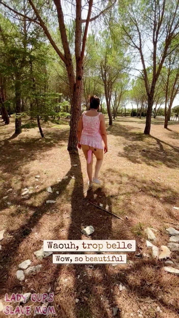 Lady Oups: Buttplug Micro Dress Submissive Collar in the Forest