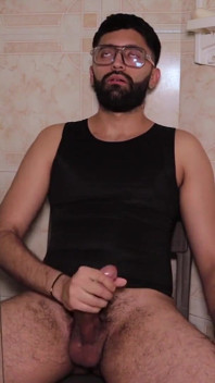 Camilo Brown Intensely Edging His Big Cock Shooting His Cum Multiple Times and Squirting on His Black Shirt