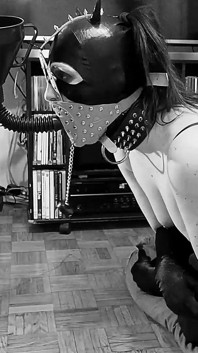 Halloween Scary Cumming and Pissing to Slave Slut Mouth Through a Funnel Gag