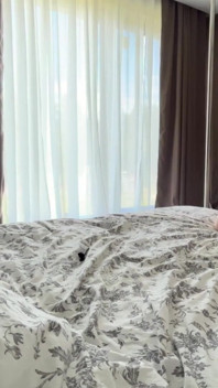 Luca fucks Lexi hard on their bed from behind and cums on her