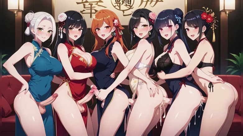 Shemale AI Porn: Une partouze trans se fait enculer