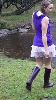 Welly Sploshing in Boots and No Panties!