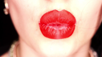 Goddess Misha Goldy: 4K Applying red lipstick and smoking hookah on black background