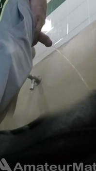 Amateur Str8 Boy Caught Peeing at Public Toilet Urinal