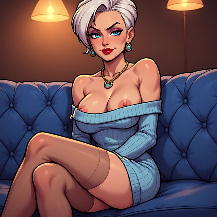 AI Porn: Un dessin animé chic mature ses seins