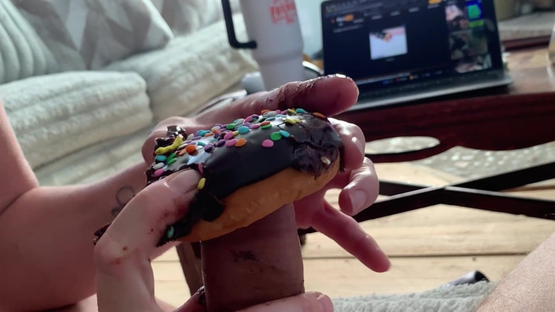 Farmers Wifey: Eating Black Chocolate Cock Cum Covered Donut &amp; Sprinkles