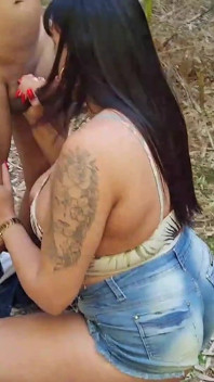 Outdoor Fuck with the Cuckold's Whore Wife with Creampie