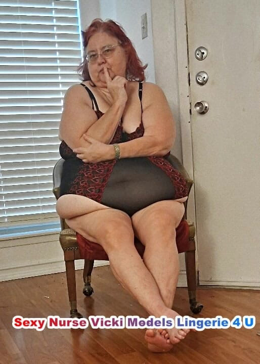 BBW nurse Vicki adventures with friends: BBW Mature Redhead Nurse Vicki Models Lingerie