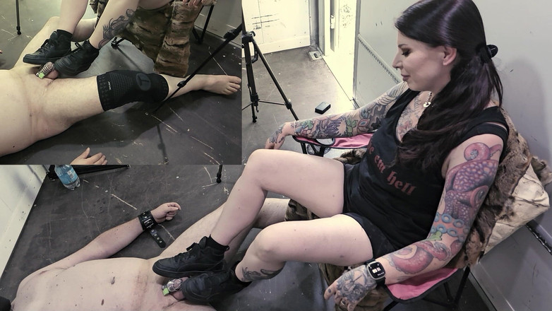 Femdom-Team-German: 내 대리 노예가 내 발이 얼마나 잔인한지 느낄 수 있게 해줘야 해요