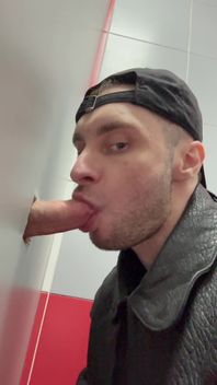 Scally Chav Boy in Leather Jacket Try Glory Hole in the First Time