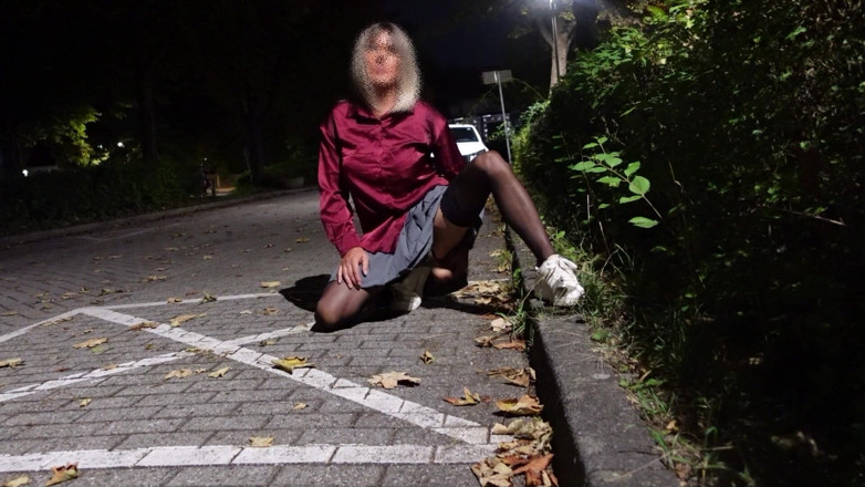 Loreleyadd: Fuck My Dildo on Parking Lot in Stockings