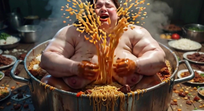 YOUR BEST FANTASY: Massiccia ssbbw nuda che mangia cibo come un matto - figa...